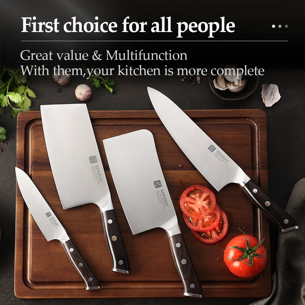 

XINZUO 5PCS 1.4116 Stainless Steel Kitchen Chef Knives Set Magnetic Knife Holder Chef Slicing Santoku Utility Knife Kitchen Tool