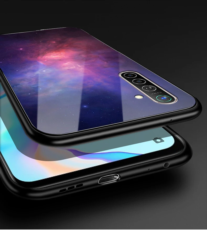 Для OPPO Realme X2 чехол 6,4 ''модный стеклянный Жесткий Чехол для задней панели телефона чехол s для OPPO Realme XT силиконовый бампер