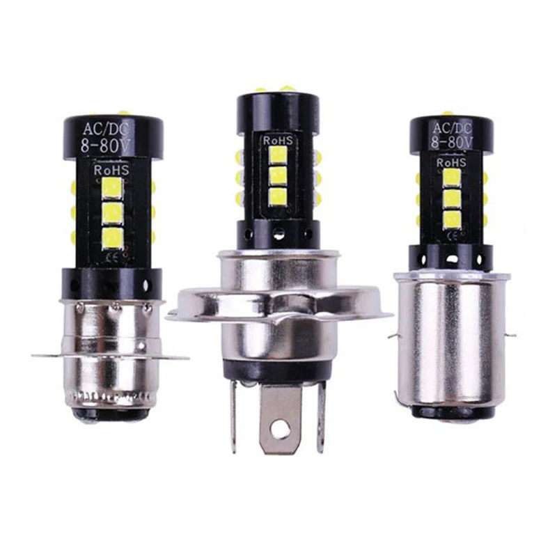 

Motorcycle Headlight H4 P15D BA20D COB 3030 15SMD Hi/Low Bulb Motor Headlamp White 12V 1200LM