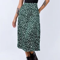 dropshippingnew women skirt high waist split a line skirt leopard print mid length skirts