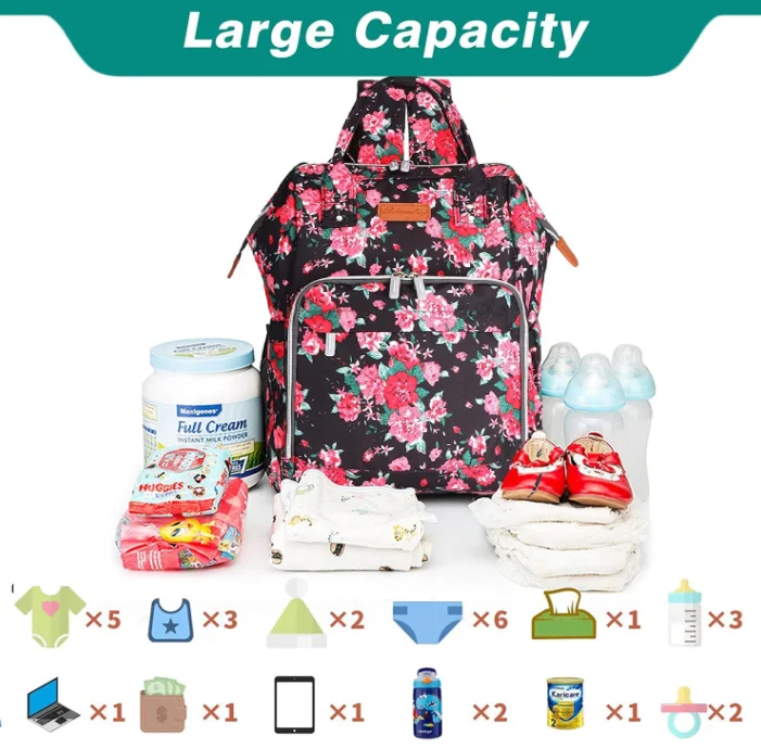 

KAINASHI Mother Backpack，Children's High-Capacity Travel Bag, with Spare Pads for USB Charging Connection