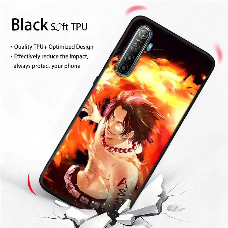 

Japan Anime One Piece Luffy Pirate Phone Case For Oppo Realme X50 XT X2 X C2 Q 5 6 Pro Matte Cover Silicone Black Material Shell