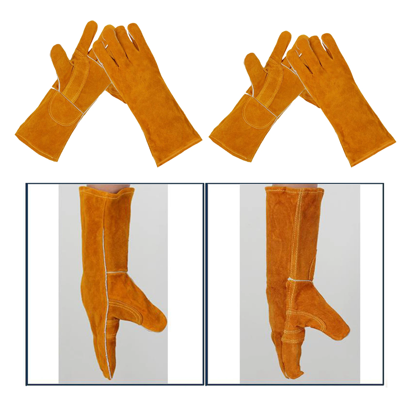 

Long Sleeves Welding Safety Gloves Welders Gauntlets Heat Resistant for BBQ