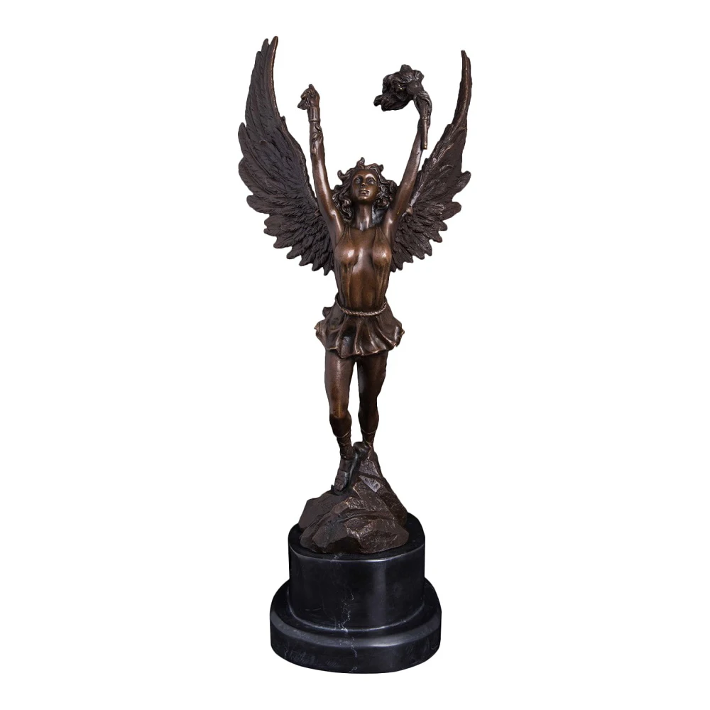 

Western Bronze Statue Angel Torchbearers Sculpture Figurine Art Home Decoration