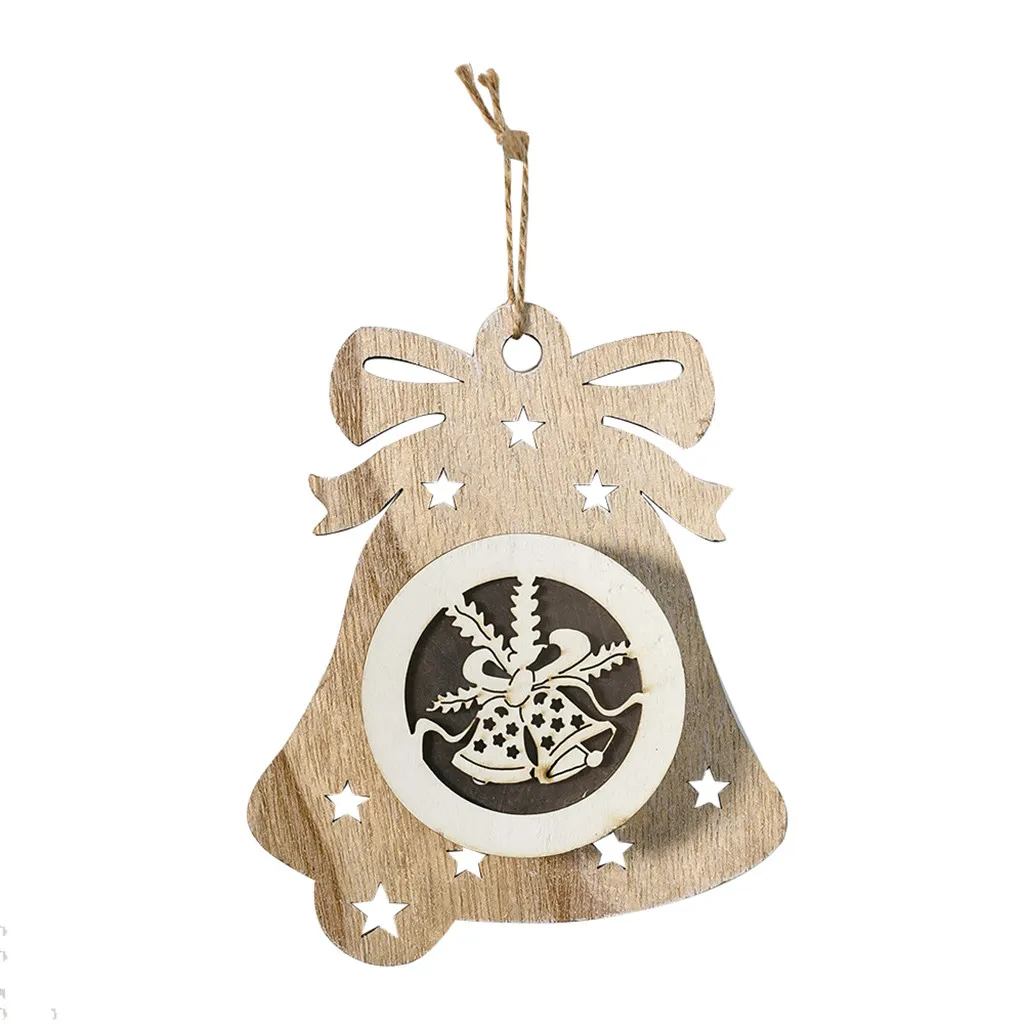 Christmas Decor Wooden Cutout Pentagram Xmas Lights Tree Light Pendant pendant Creative DIY tree tag 64P | Дом и сад