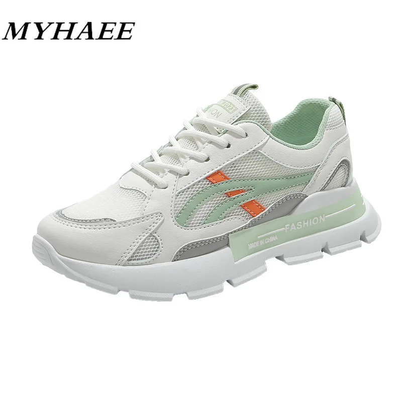 

2021 Breathable New Spring Autumn Women's Shoes Lace-up Vulcanized Shoes Fashion Comfortable Women's Casual Daddy Platform Shoes