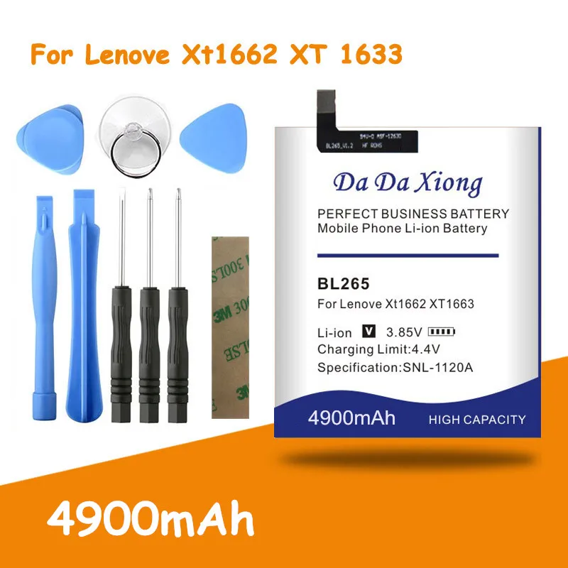 

Battery BL265 For Lenovo XT1662 For MOTO M XT1662 XT1663 4900mAh Replacement Batteria