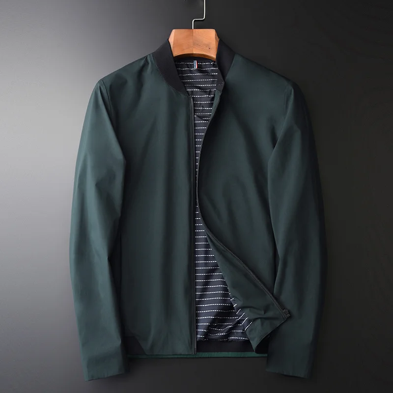 

Men's baseball collar jacket spring autumn new fashion soft smooth top men's