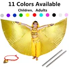 Крылья для танца живота, детские костюмы для танца живота для взрослых, Болливуд, крылья для танца живота, золотые крылья для девочек, 11 цветов, бесплатные палочки