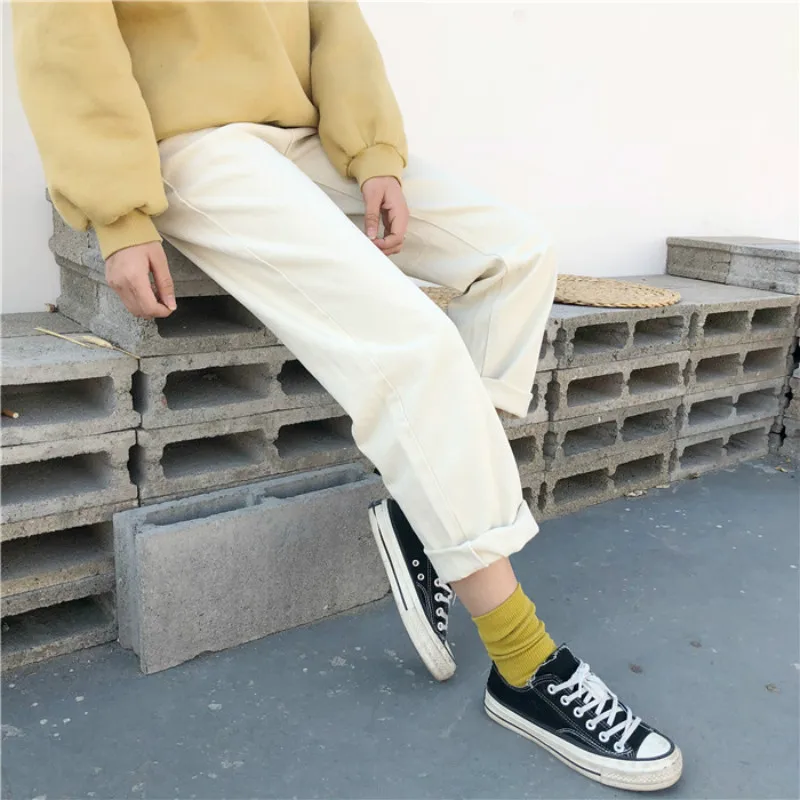

Solid Jeans Women Beige Straight High Waist Simple Classic Leisure Korean Style Trendy Females All-match Spring Hot Nice Quality