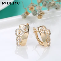 syoujyo creative high grade elegant hoop trend earrings top quality natural zircon rose gold wedding party earrings for women