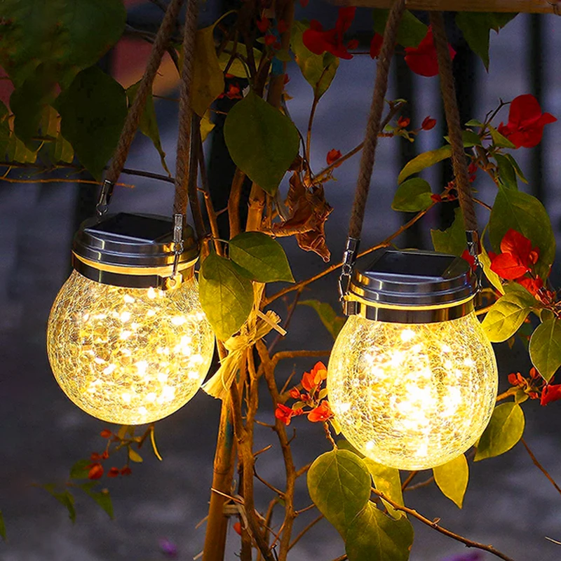 

Уличный декоративный светильник на солнечной батарее, подвесной светильник для садовых бутылок с трещинами, стеклянный Креативный светоди...