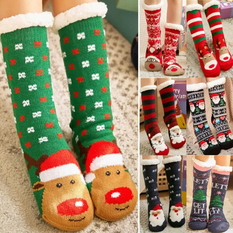 

Plush Floor Socks Cute Women Girls Winter Warm Long Christmas Stockings Accessories