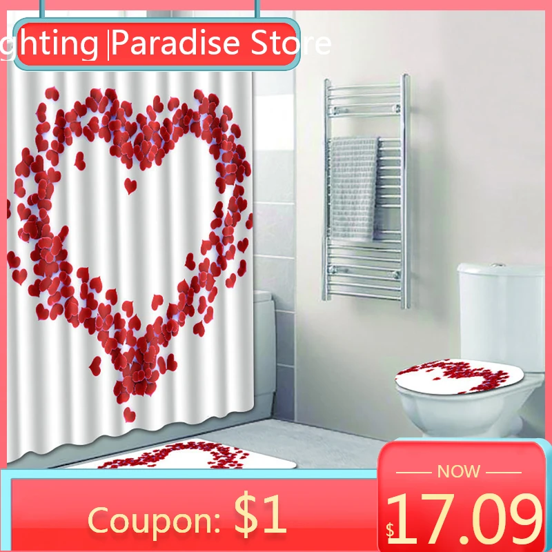 Нескользящий коврик для ванной комнаты + крышка унитаза занавеска душа