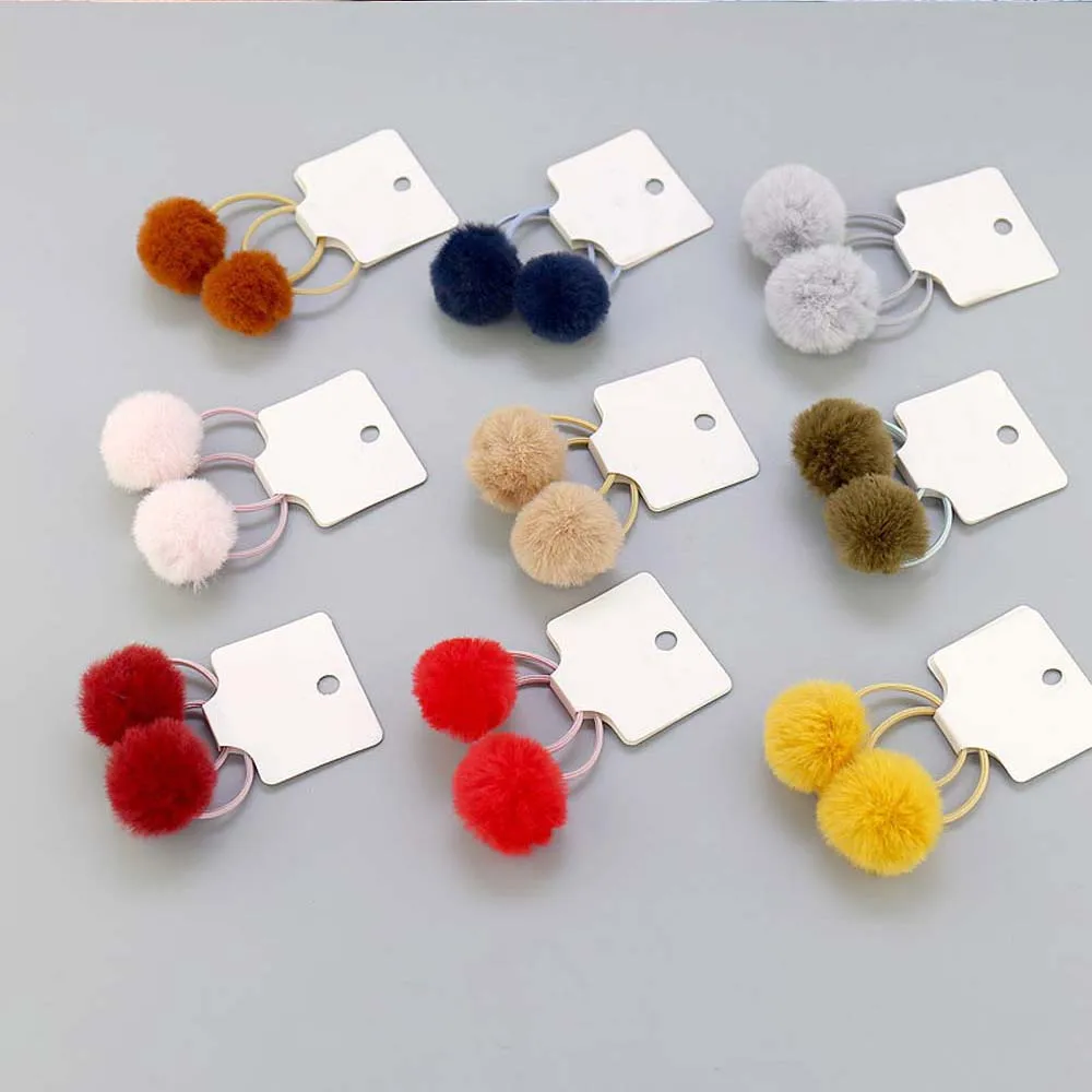 Детская резинка для волос с помпоном из кроличьего меха эластичная девочек