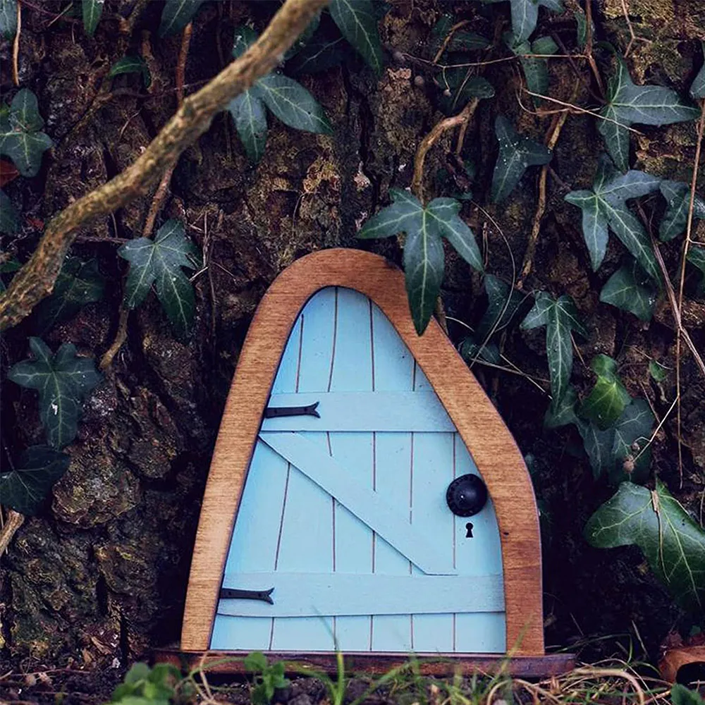 

Garden Sculpture Fairy Tale House Figurine Dwarf Door Tree Decoration Art Miniature Fairy Tale Window Door Decoration Outdoor