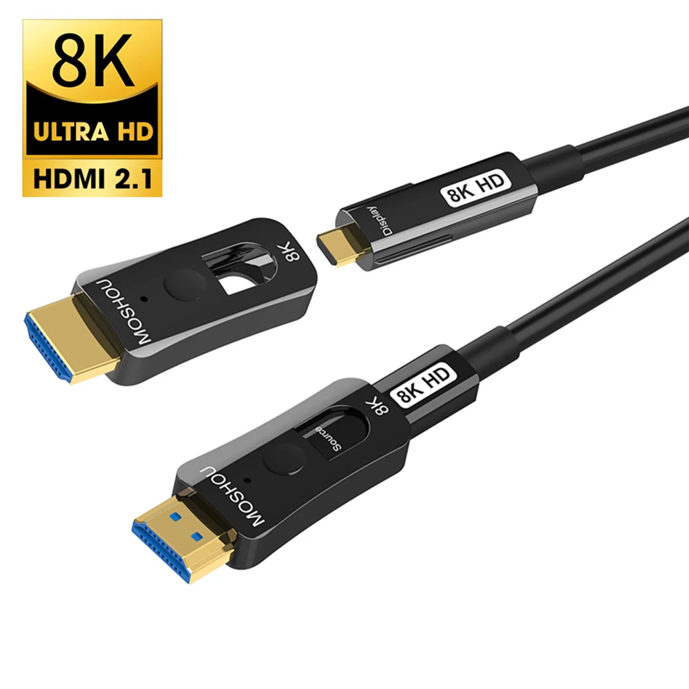 

MOSHOU 8K HDMI 2.1 Optical Fiber Pipe Cable eARC HDR 8K@60Hz 4K@120Hz Micro HDMI to HDMI for Xbox PS5 Samsung QLED TV Amplifier