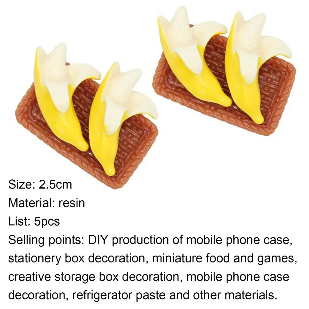 

5Pcs Dollhouse Decor Resin Miniature Fruit Banana Toys DIY Mobile Phone Case Accessories Kid Kitchen PretendPlay Game Props Gift