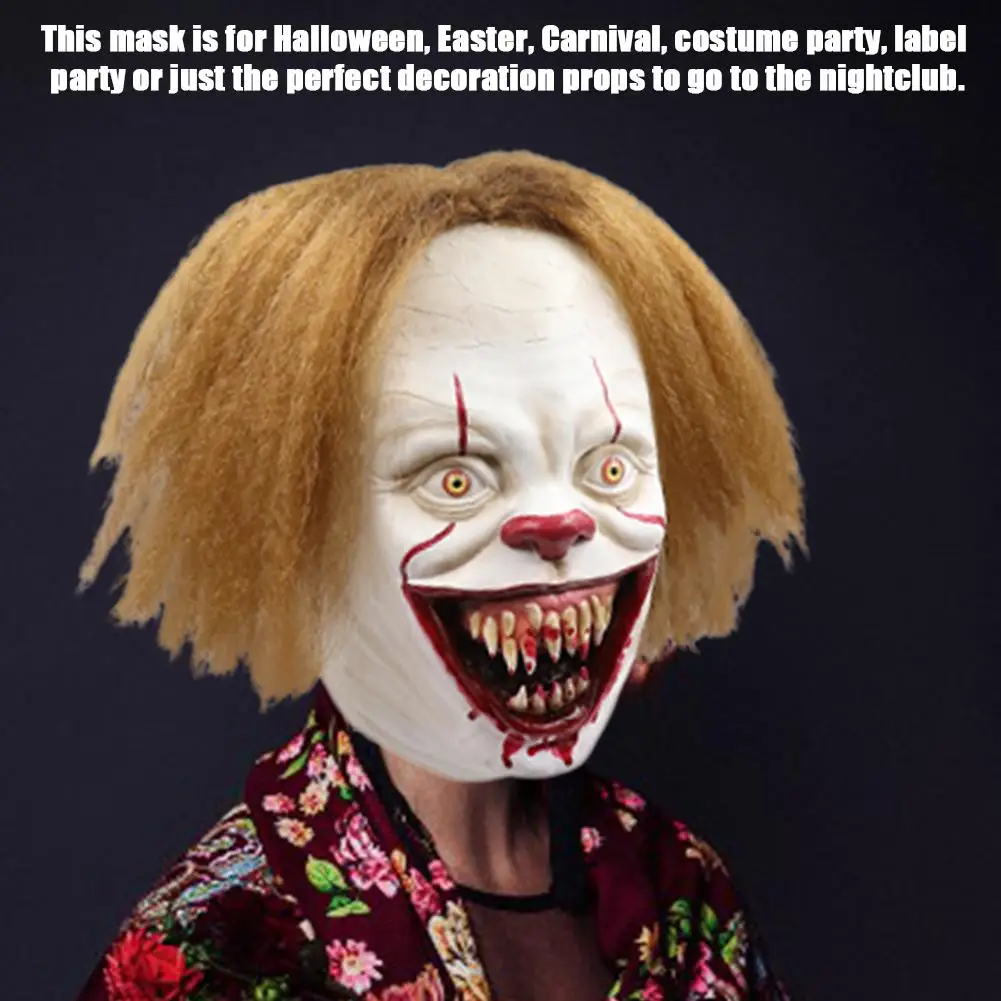 Латексный костюм клоуна для взрослых страшная маска на Хеллоуин страшный блонд с