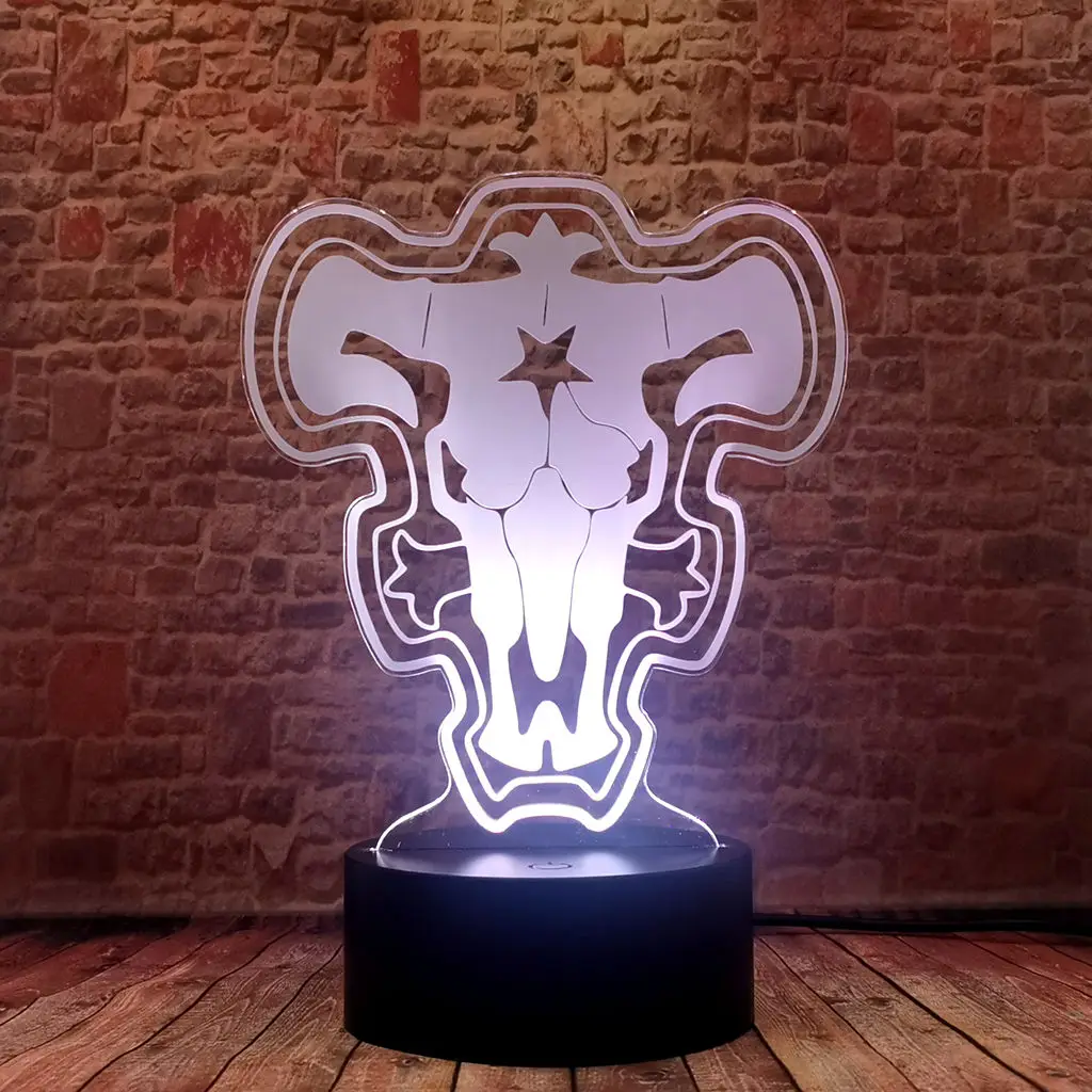 Черный клевер фигурки аниме 3D стол Ночной светильник светодиодный 7 цветов