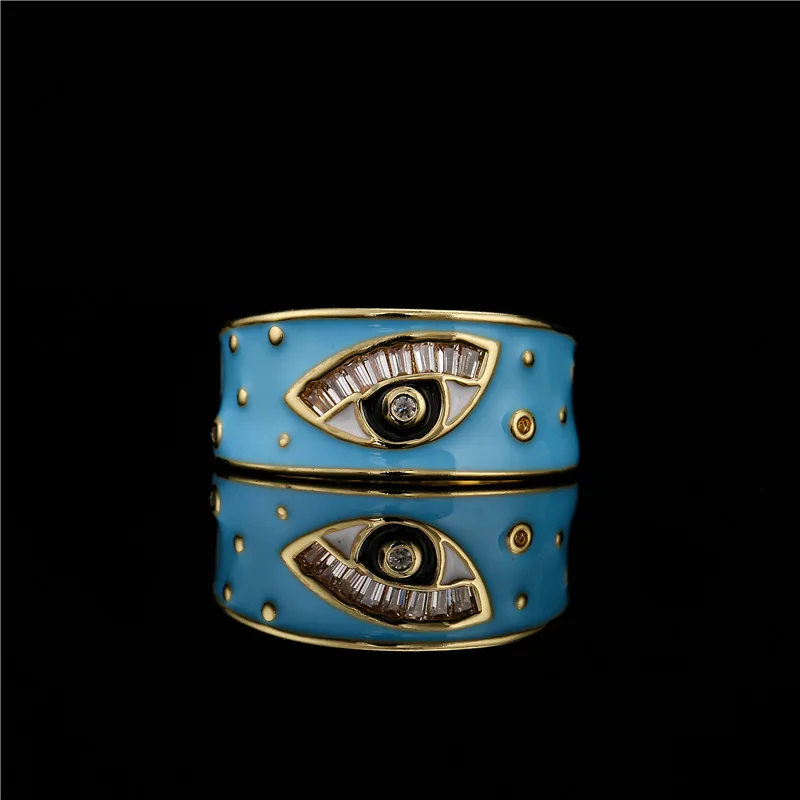 Широкое эмалированное открытое регулируемое кольцо на палец цветные яркие милые