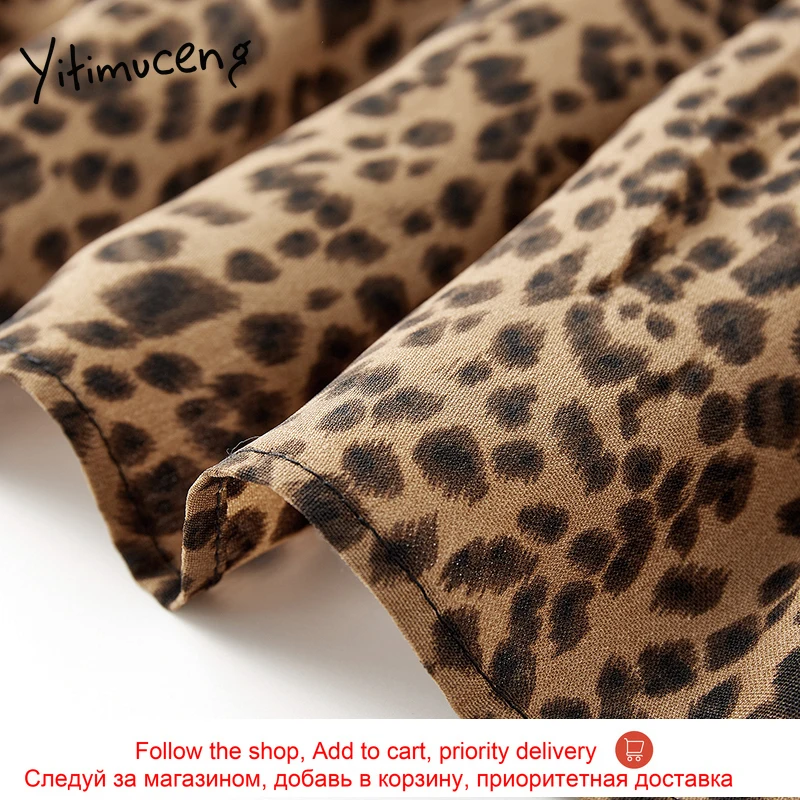 

Yitimuceng Leopard Skirt Women Lace Up Vintage Mini High Waist A-Line Solid Clothing 2021 Summer Korean Fashion New Skirts