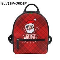 elviswords women mini pu backpack custom name print school bag handle christmas santa design brand ladies durable shoulder bag