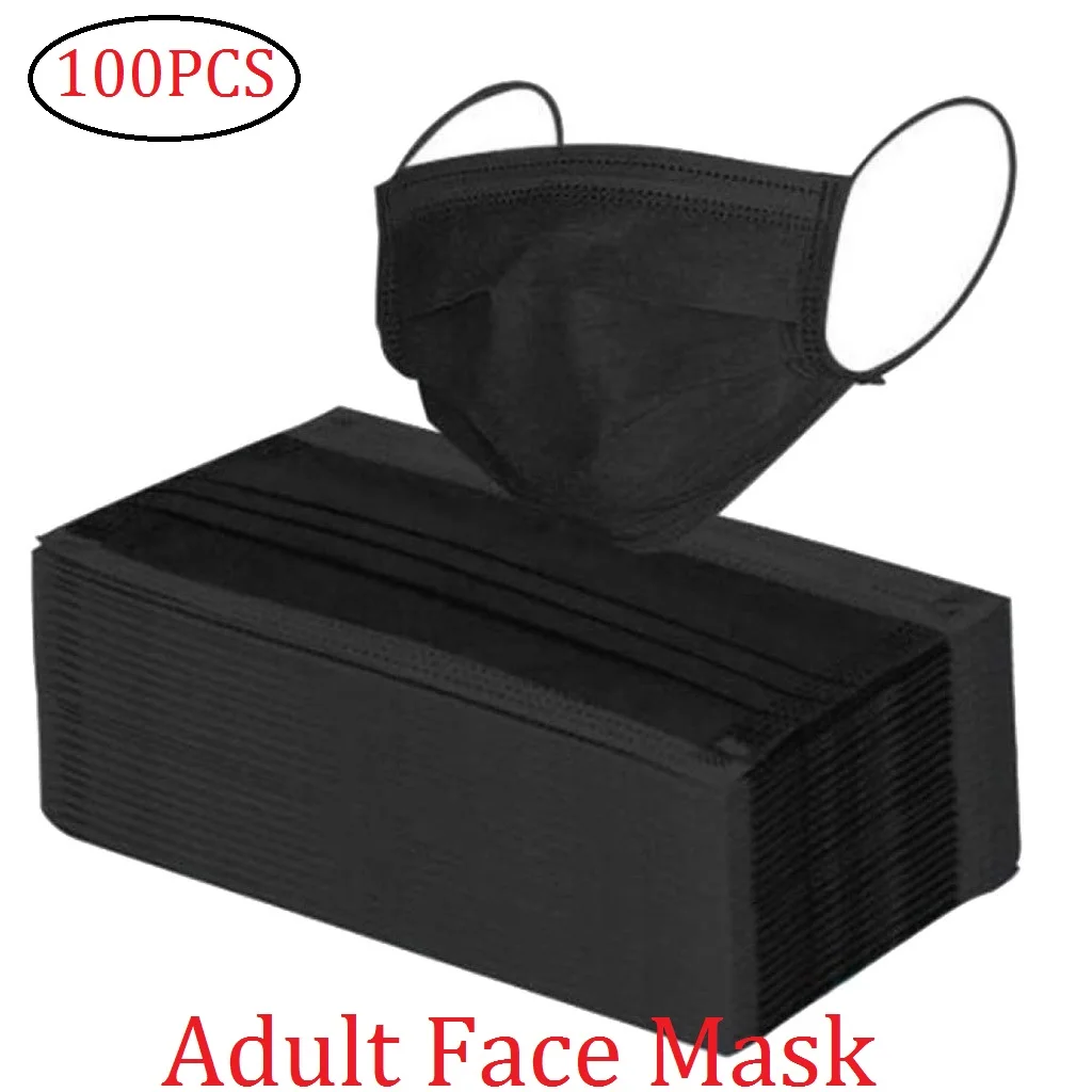 

100 Pcs Adult Face Mask Mascarillas Black Unisex Disposable Mask Soft Breathable Windproof Outdoor Youre Too Close Masque