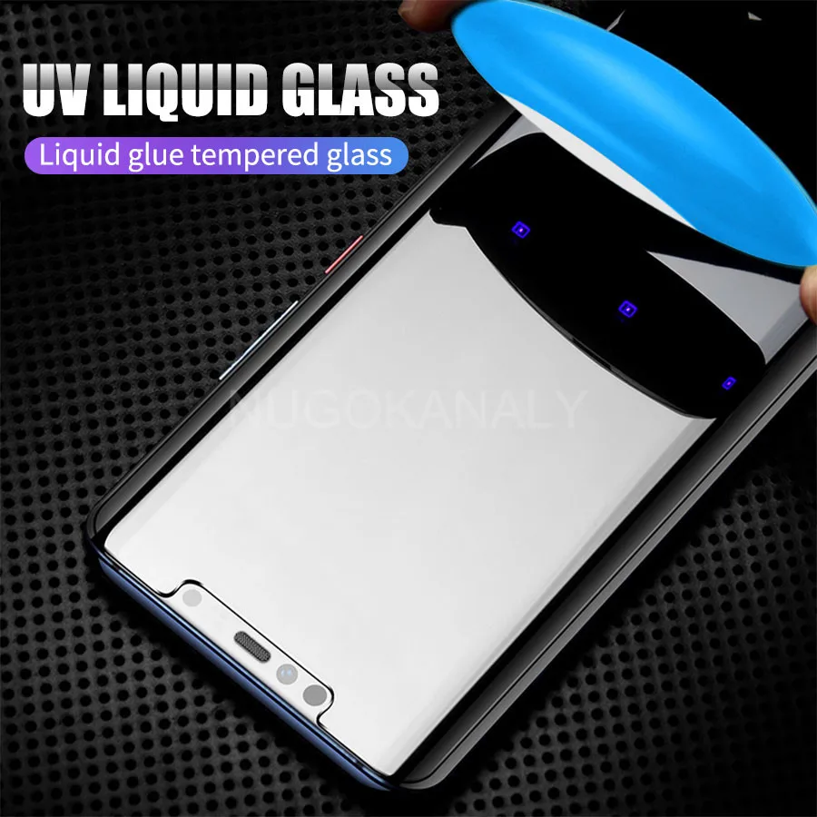 УФ жидкое 3D изогнутое закаленное стекло с полным клеем для Samsung Galaxy S8 S9 S10 Plus Note 10 8 9