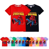 12 kinds color spiderman cartoon printing child t shirt kidsclothing summer pure short sleeve t shirt girls clothing tops tees