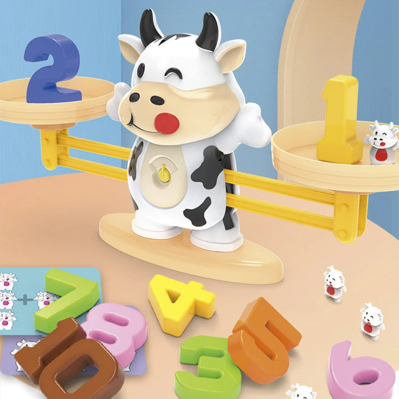 

Montessori Match Balance Toys Tianping Cattle Math Game Animal Match Balancing Scale Learning Educational Toys for Children Kids