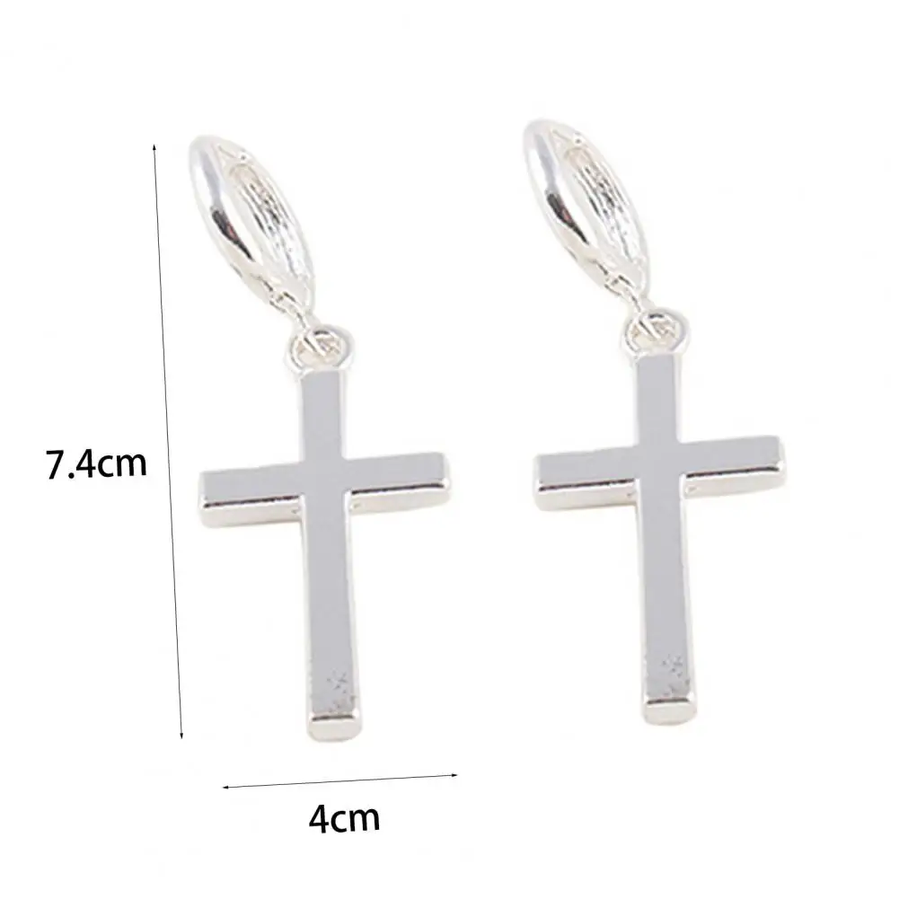 

Earrings Exquisite Fadeless Alloy Smooth Surface Cross Shape Women Jewelry for Party Hanging Earrings
