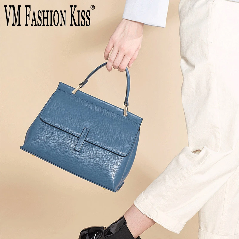 VM FASHION KISS 2020 новая однотонная женская наплечная сумка из натуральной кожи