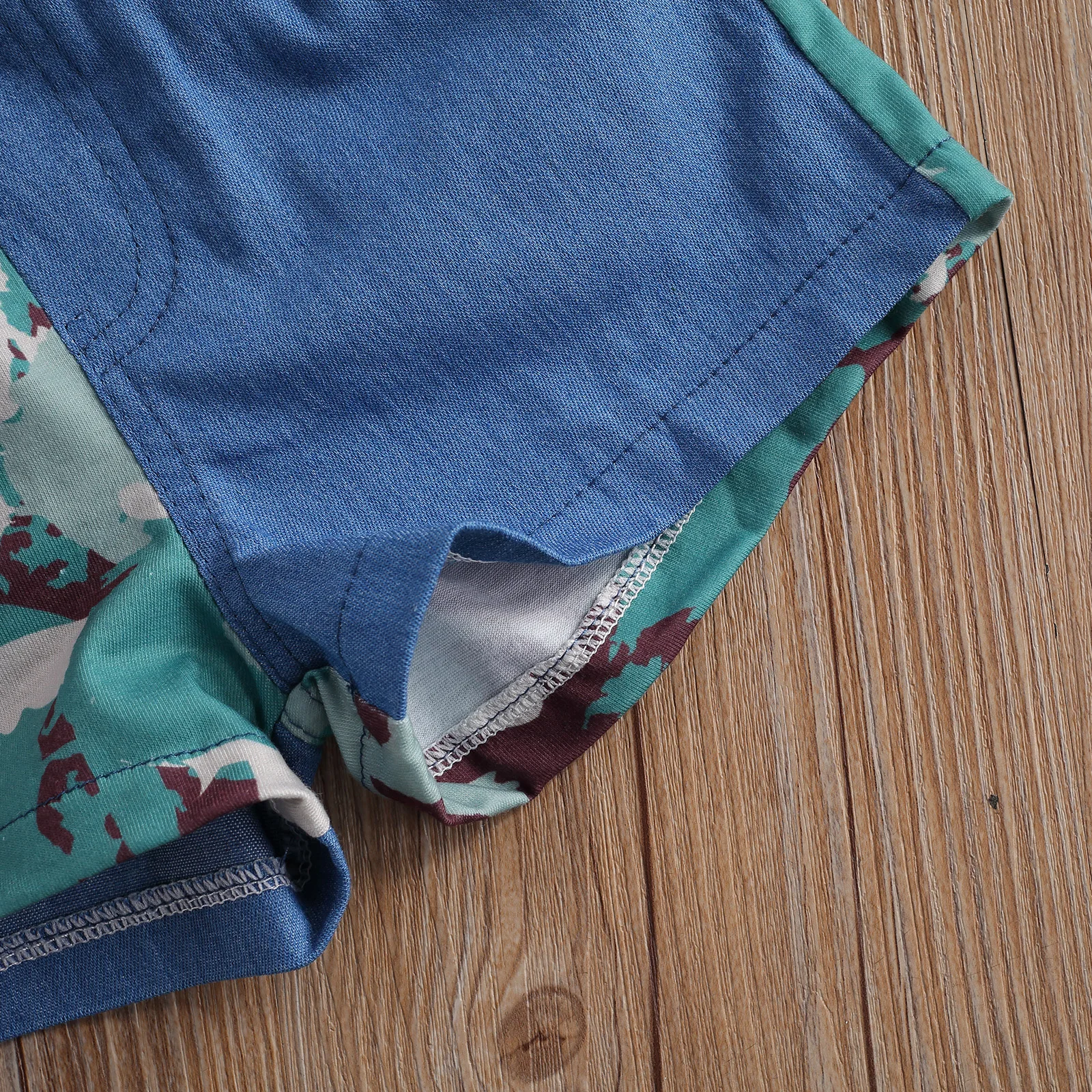 

OPPERIAYA Baby Girls Camouflage Clothes Spring lovely Set Long Puff Sleeve Lapel Neck Tops pocket Elastic Waist Denim Shorts