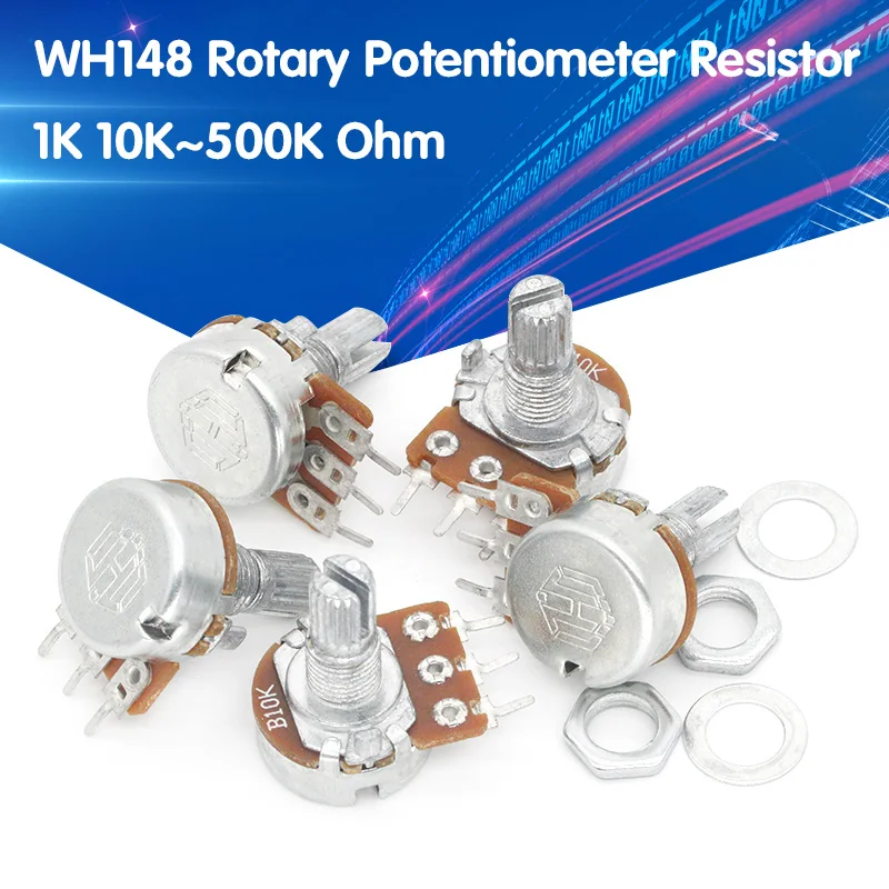 5 шт./лот WH148 1 10K 20K 50K 100K 500K Ohm 15 мм 3 штифта линейный подшипник с коническим