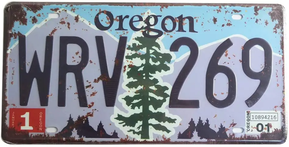 

Retro Vintage U.S. State Auto Number Tags, Embossed Prop Vanity License Plate, 12"x6" (Oregon)