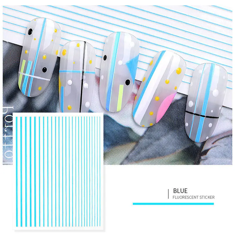 

5Pcs 3D Decal Stickers Neon Curve Stripe Lines Self Adhesive Striping Tape For Manicure Decoration Acrylic Nails Tool Nail Arts