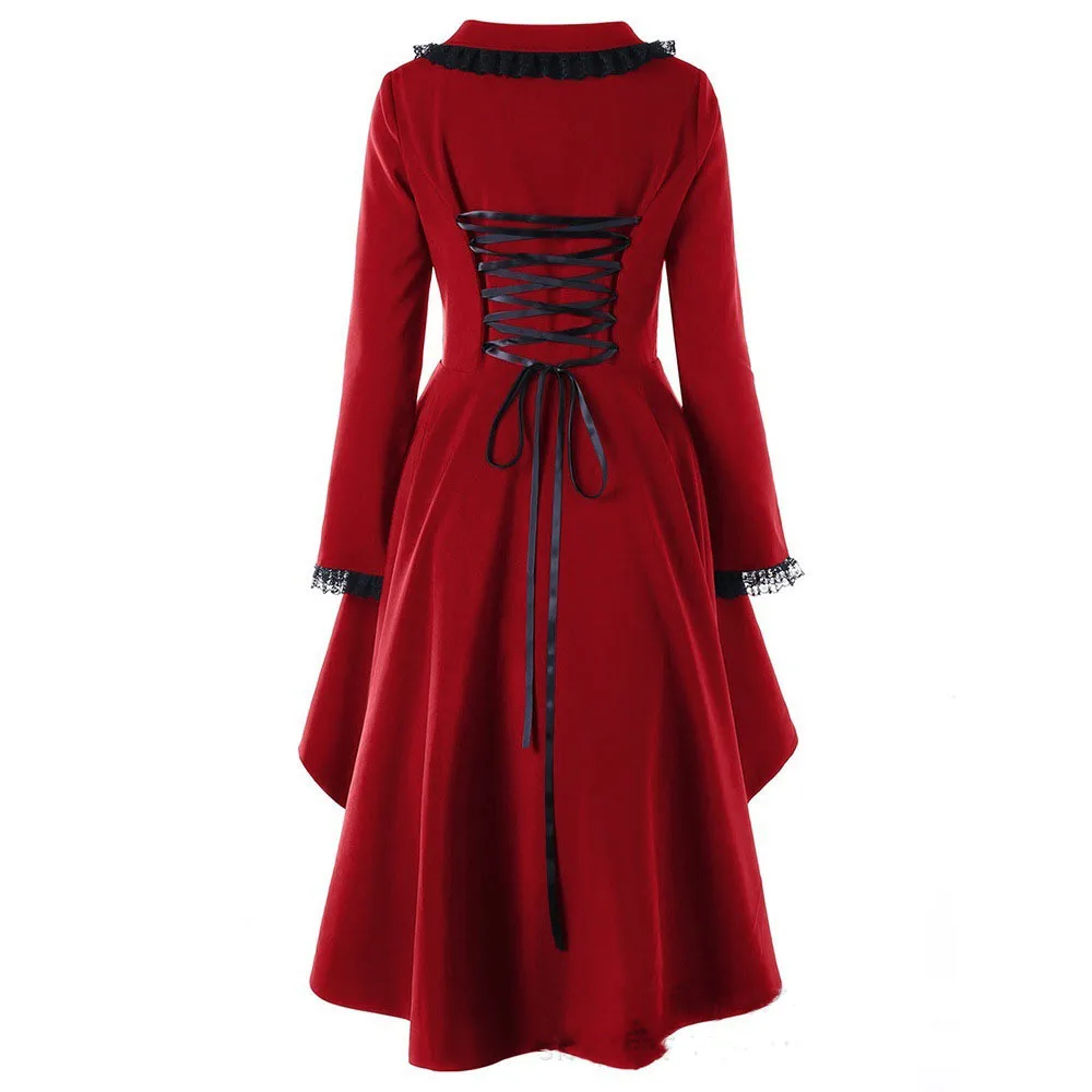 Ретро средневековый женский смокинг Готический осенний Черный винтажный пиджак