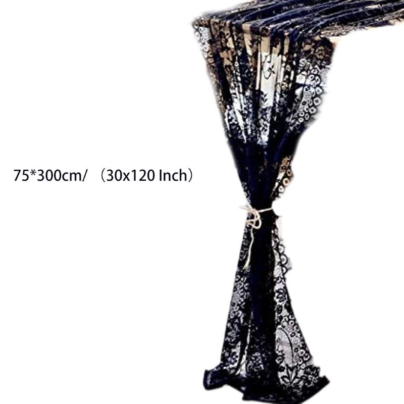 French Style Eyelash Lace Table Runner Overlay Embroidery Floral Sheer Rustic Tablecloth Cover Chair Sash Vintage Bridal Shower | Дом и сад