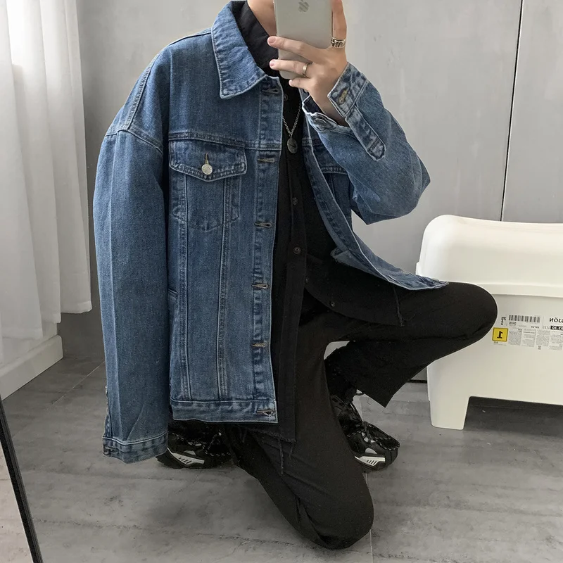 Liketkit мужские повседневные джинсовые куртки 2019 хип-хоп Бомбер светильник Синее