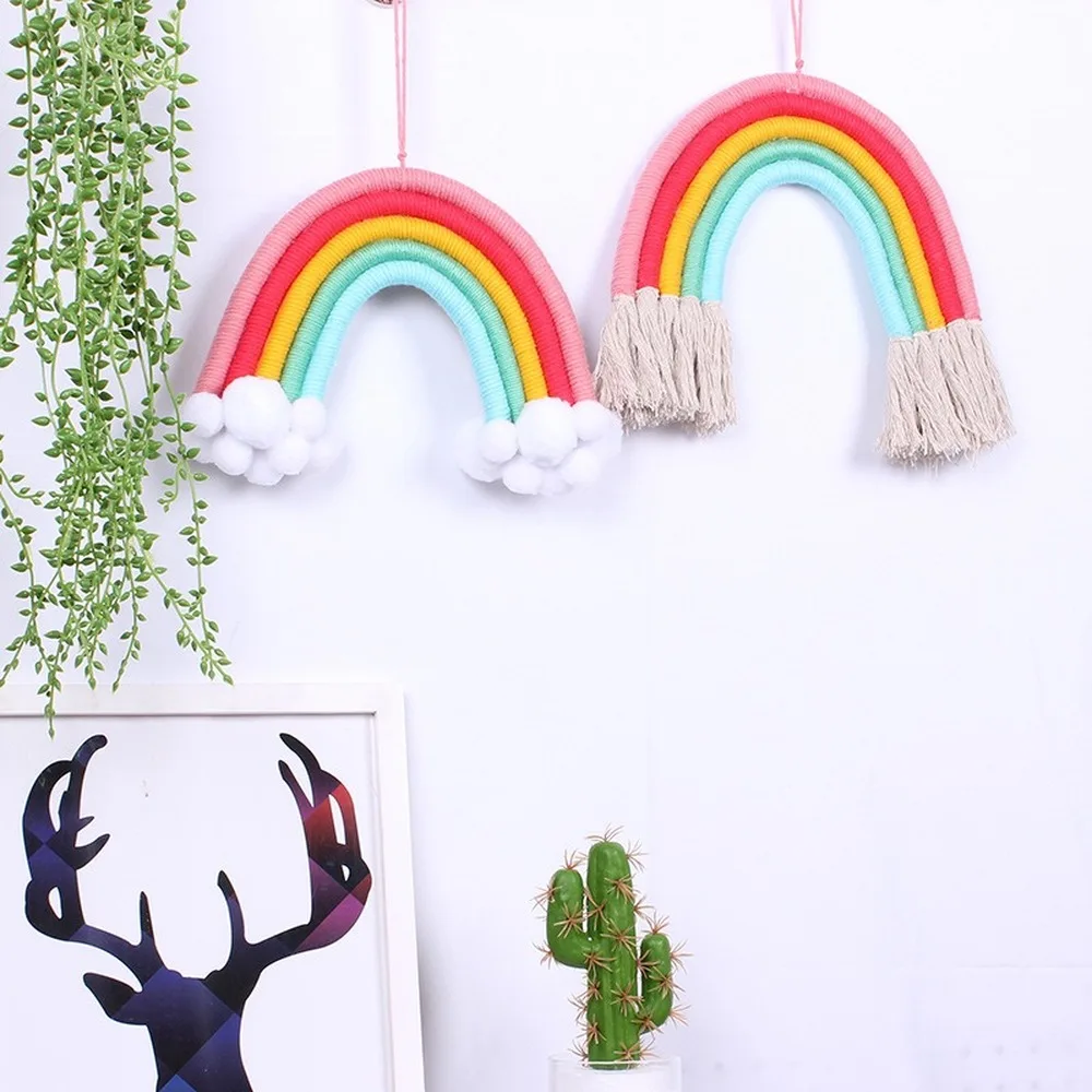 5 Layers Hand Woven Rainbow Wall Decor for Bedroom Nursery Baby Kids Rooms Colorful Tapestry Rope Woven Tassel Wall Hanging Toys