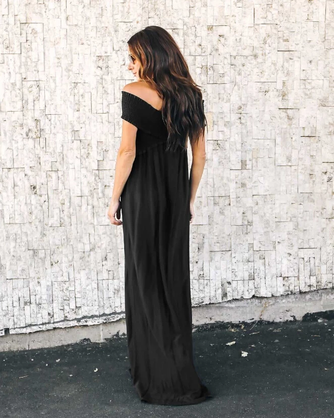 

Women Summer Clothing Off Shoulder Irregular Long Dress Party Bridesmaid Maxi Dress Loose Solid Sundress