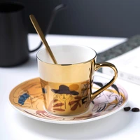 ornament charm teacup vintage porcelain drinkware gold coffee cup ceramic bone china water cup tazzine caffe afternoon tea set
