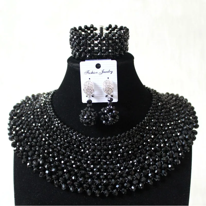4UJewelry черный Африканский ювелирный набор кристалл сделанный другой цвет Доступен индийский комплект ювелирных изделий плечевой Воротник Колье Ожерелье Набор