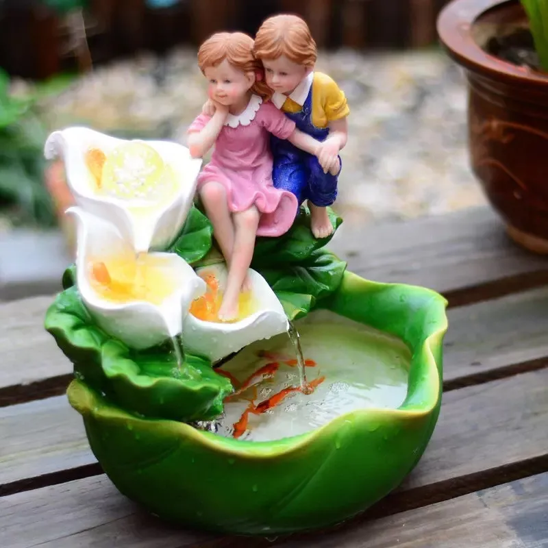 Пасторальный смоляный фонтан испаритель фэн шуй для влюбленных украшения дома