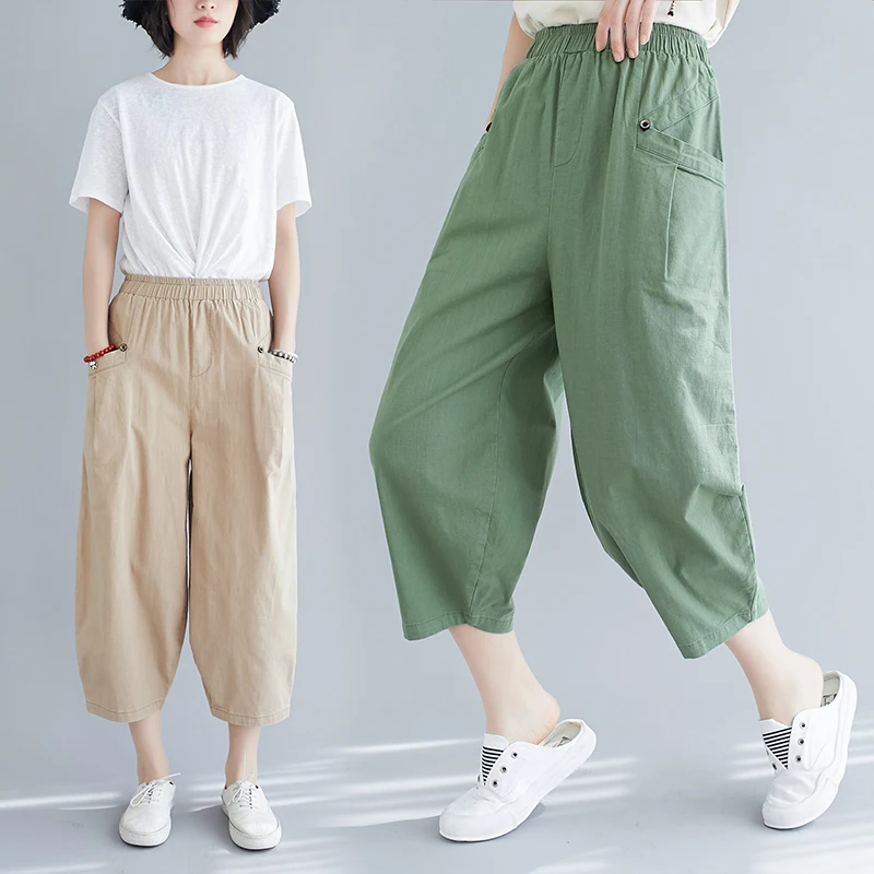 Летние новые художественные толстые mm свободные брюки большого размера из