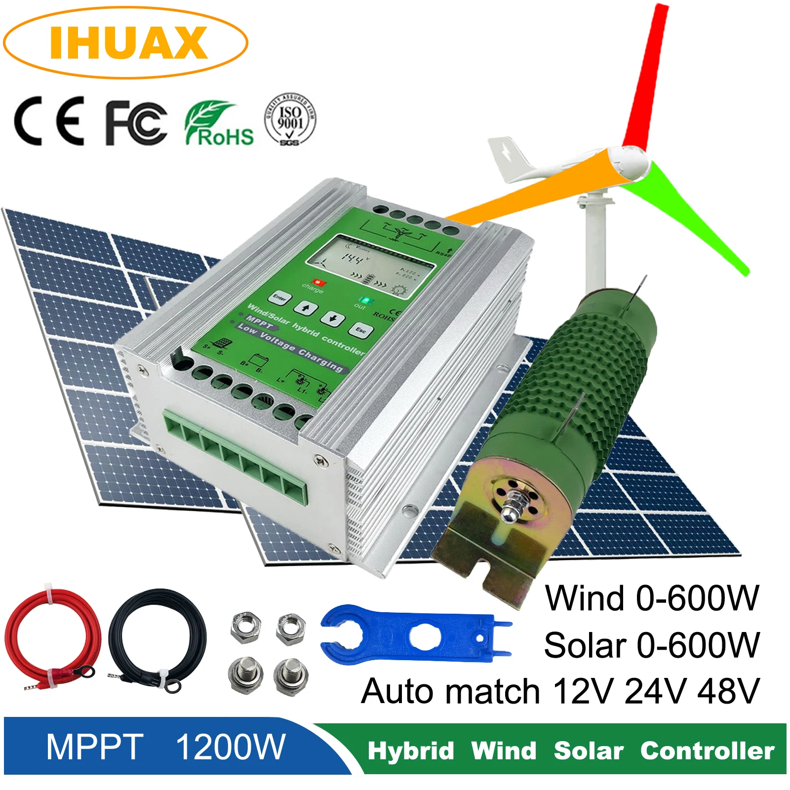 

MPPT Wind Solar Hybrid system Controller 12V 24V 48v apply for1000w 800W 600W wind turbine generator +600W 800w solar panels