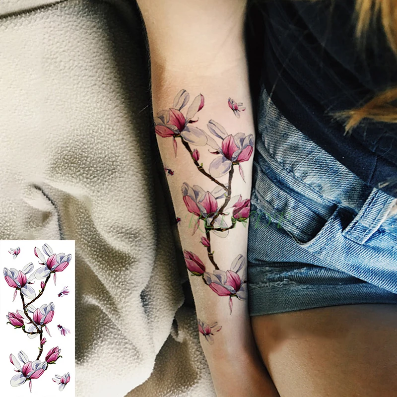 

Waterproof Temporary Tattoo Sticker Pink Flower Butterfly Fake Tatto Flash Tatoo Art Tattoos on Arm Leg for Girl Women Men Kid