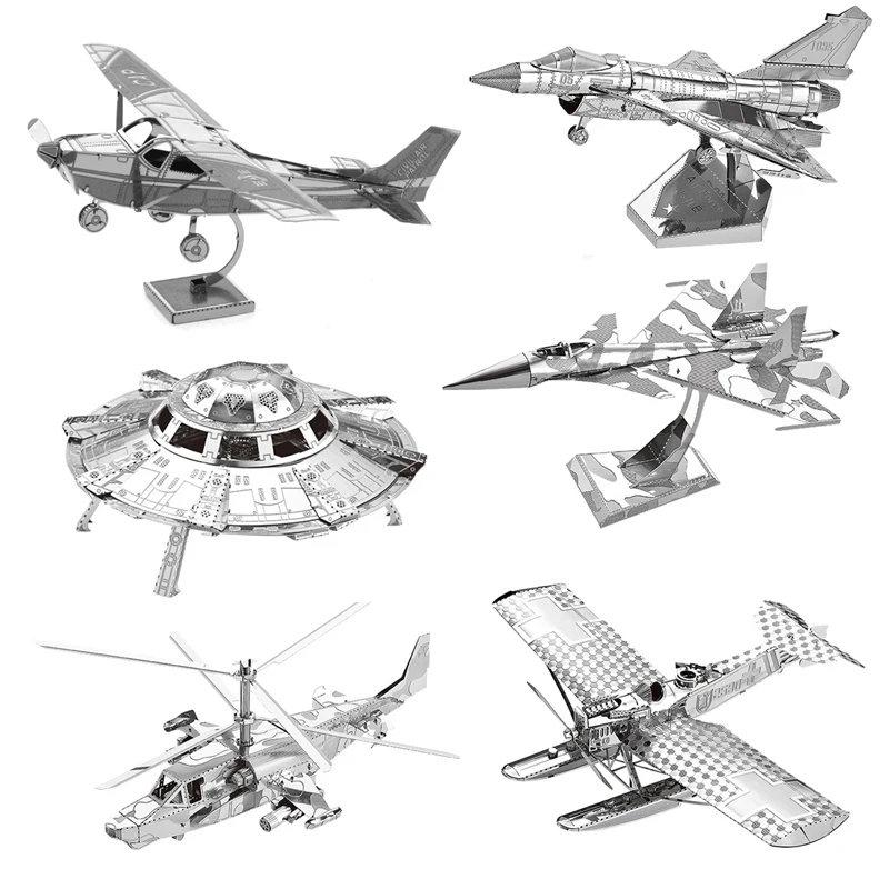 

3D Metal Puzzle AH-64 Apache KA-50 Helicopter UFO SU-34 Fighter RAH-66 model KITS Assemble Jigsaw Puzzle Gift Toys For Children