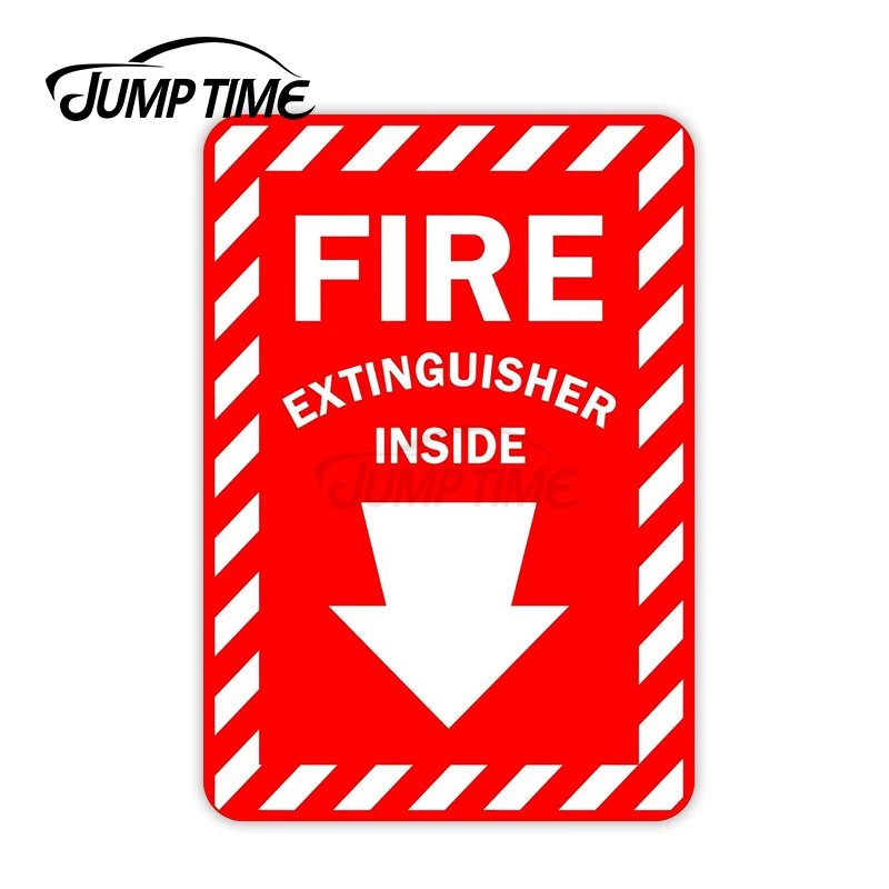 

Jump Time 13cm x 6cm Car Sticker Fire Extinguisher Arrow Danger Decals Warning Trunk Bulding Window Waterproof Car Accessories